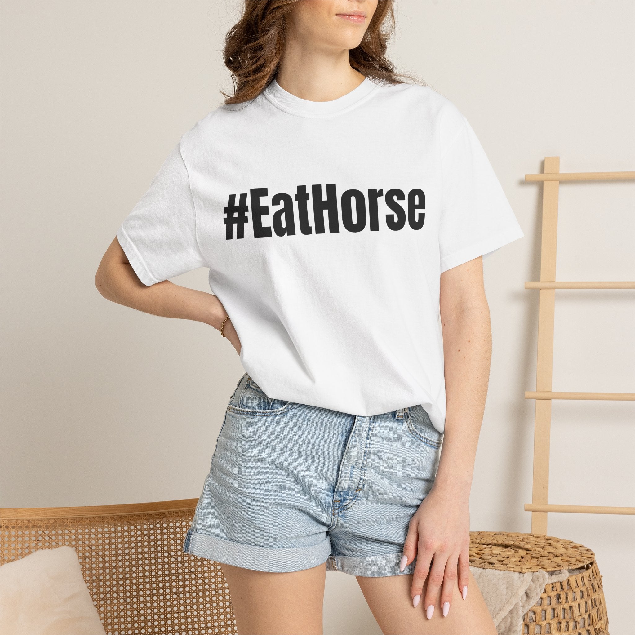#EatHorse T-shirt | Hashtag Text Tee, Minimal Graphic Shirt